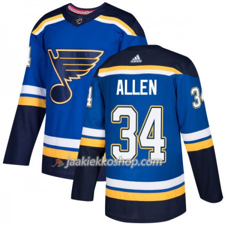 Miehille NHL St. Louis Blues Pelipaita Jake Allen 34 Adidas 2017-2018 Sininen Authentic